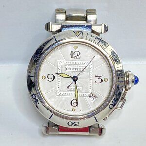 Vintage Cartier Pasha Automatic Stainless Steel Watch Date Extra Links SS160